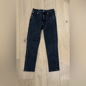 Madewell - the perfect vintage straight leg jeans, black, petite length.